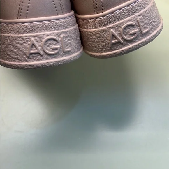 NWT AGL Cutout Leather Platform Sneakers in Tan beige – Made in Italy - Picture 5 of 6